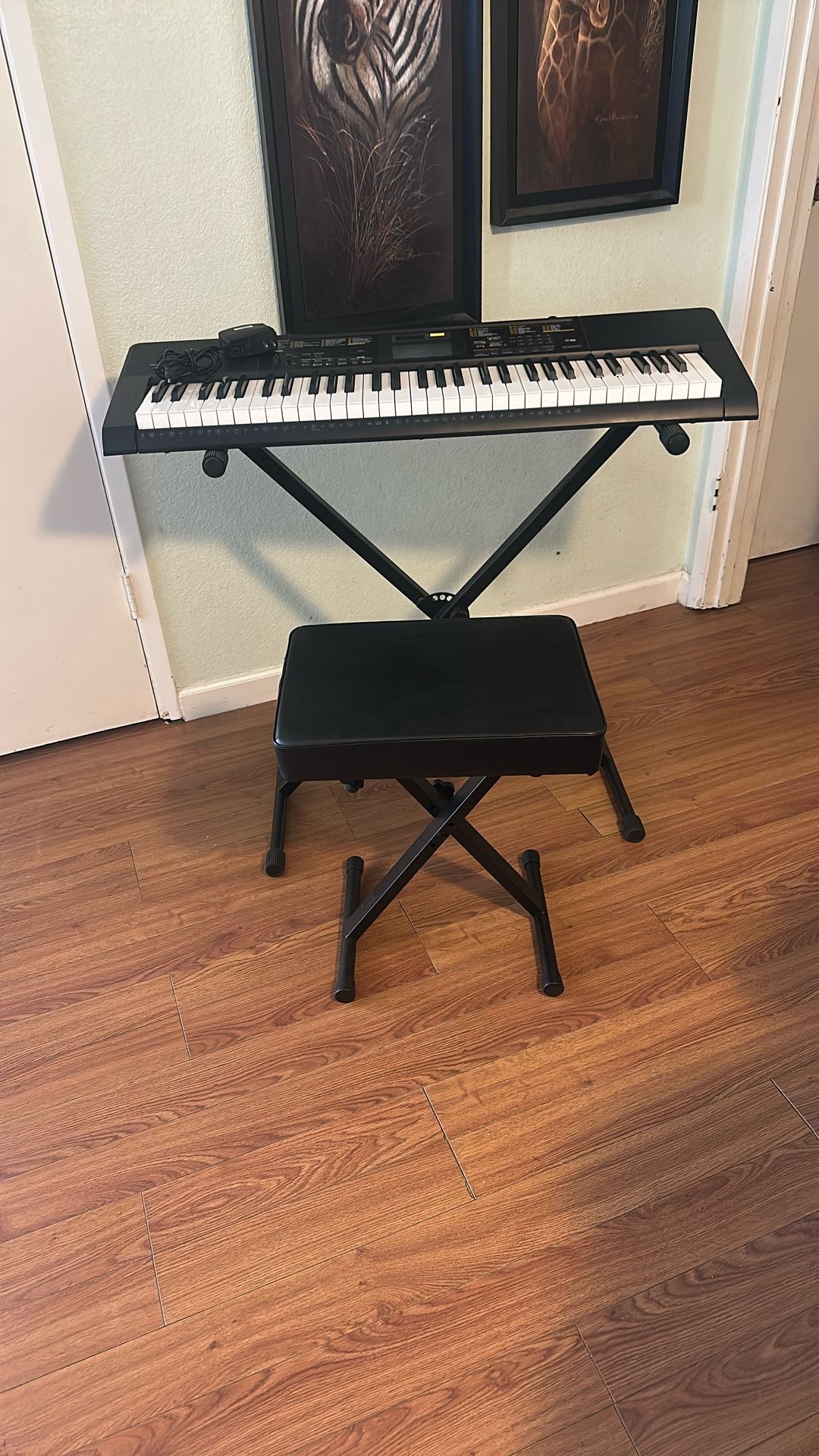 Casio CTK 2400 Keyboard, Yamaha PKBB1 Stool And On Stage Adjustable stand