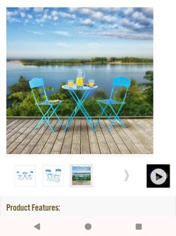 Blue Metal Folding Bistro Table and Chair Set