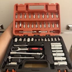 53PCS Professional Tool Set with Ratchet Wrench Auto Bike & Home Repair Kit 