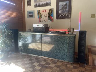 Vintage MCM Post-Modern Faux Marble Credenza 