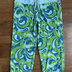 VTG Y2K Victorias Secret PINK Blue Green Retro French Terry Crop Capri Pants MED