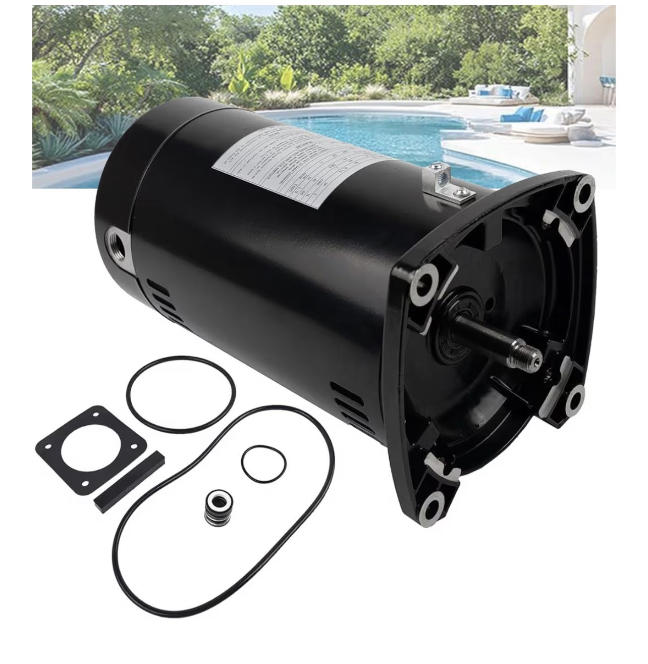 USQ1102 Swimming Pool Pump Motor Compatible with Sta-Rite Dura-Glas, Max-Flow II, Whisper-Flo, 1 HP, 3450 RPM, 1.25 Service Factor, 48Y Frame, ODP Enc
