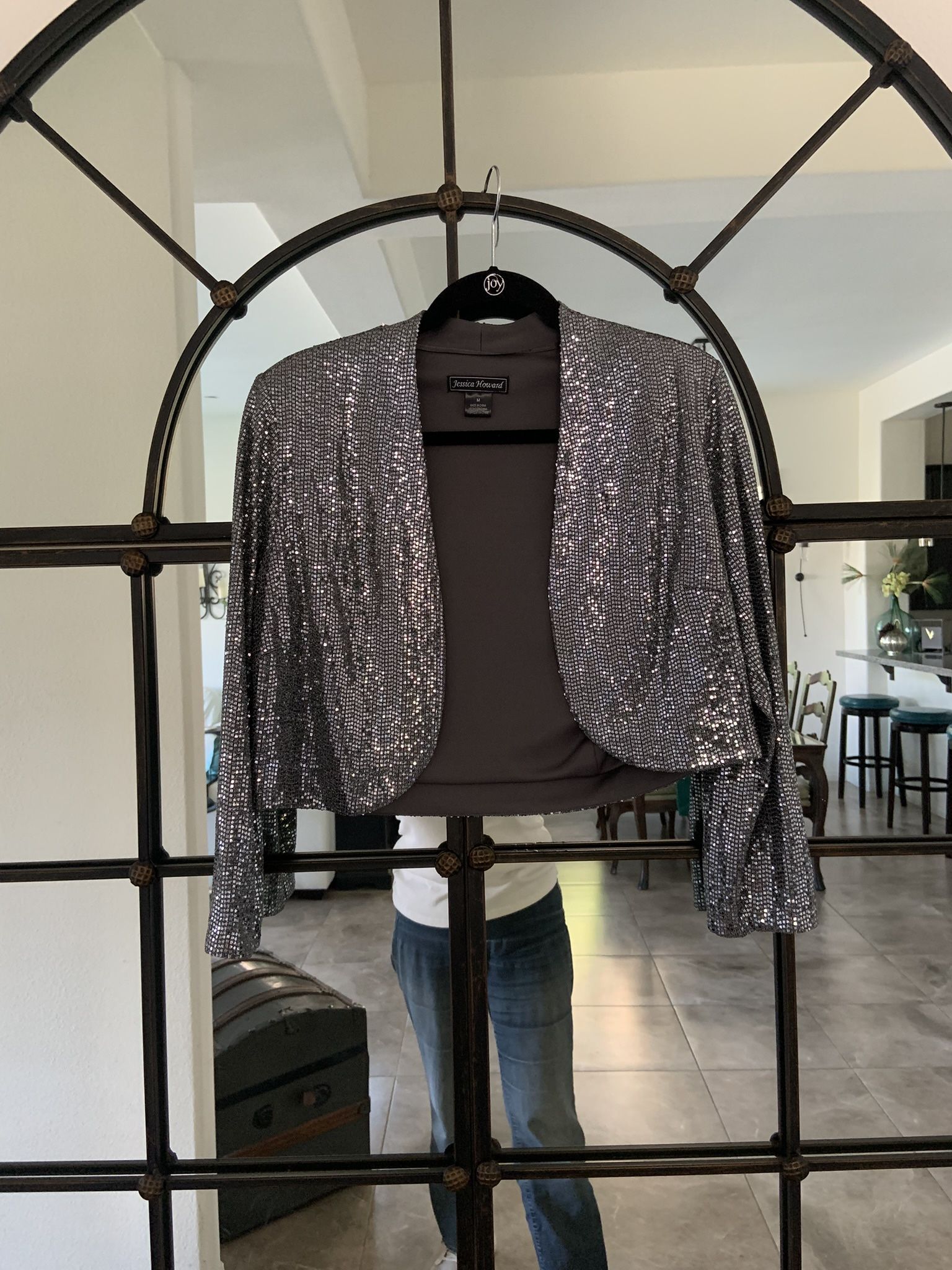 Never Worn Sparkly Silver Dress Jacket, Size M
