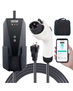 Level 1+2 Portable EV Charger, 16 Amp 120V or 240V, Electric Vehicle Charger with 28-Foot Charging Cable