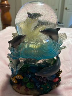 light up dolphin sea snow globe