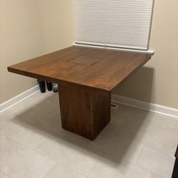 Solid Wood Dining Table – 40” Square – Heavy-Duty Pedestal Base