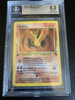 1999 1st Edition Moltres- Pokémon- Beckett 8.5 Graded