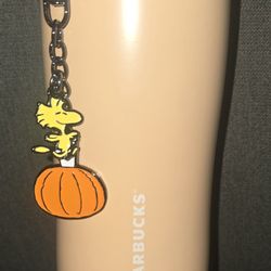 Starbucks Peanuts Snoopy 2026 Orange 16oz Tumbler + Woodstock Charm NEW