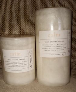 NEW set of 2 Haven St Candle Co pillar candles off white "Calm" 4" and 6"  $15 for both FIRM!