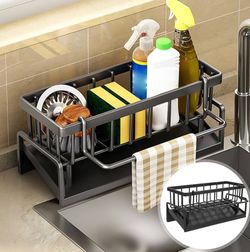 NEED GONE - Kitchen Sink Sponge Organizer Rack With Towel Holder