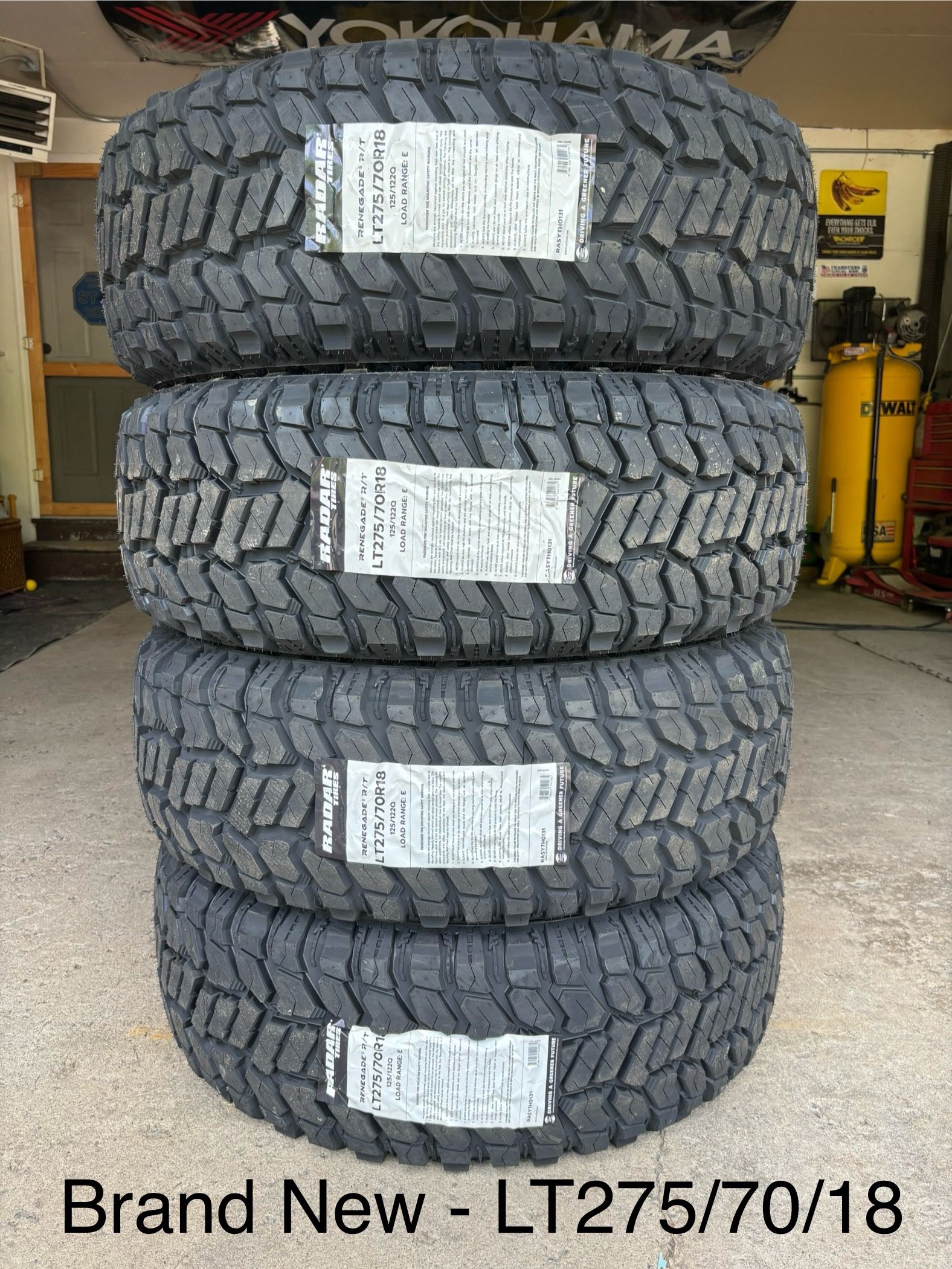 (4) - LT275/70/18 Radar Renegade R/T Tires