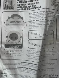Fall Guys Foam Costume Assembly Instructions Sheet