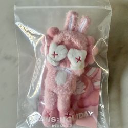KAWS HOLIDAY INDONESIA Plush Charm Pink Keychain Brand New Toy Figure Gift Model Limited Art Vinyl Labubu Popmart