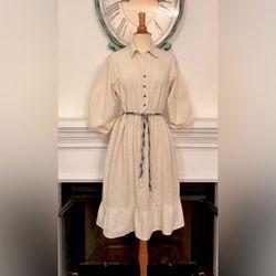 Naoo Cream Boho Style Midi Dress