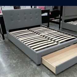 Full Grey Platform Bed With Ortho Mattress Included!!
