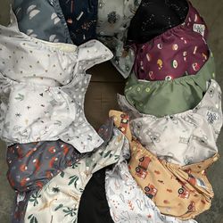 Gently Used Blueberry Simplex (organic) & La Petite Ourse All-in-one Snap Cloth Diapers 