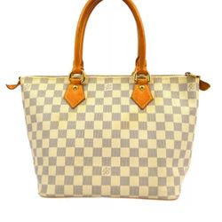 LOUIS VUITTON Tote Bag Handbag Saleya PM Damier Azur Canvas White gray