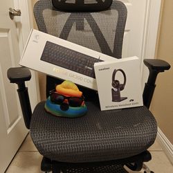 Gaming Keyboard, Wireless Headset, Game Chair, And Desk