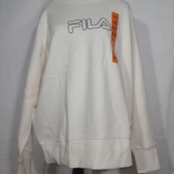 NWT FILA Gardenia Crewneck Sweatshirt Ivory XXL Logo Pullover