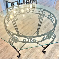 Glass Top Table With Black Metal Frame