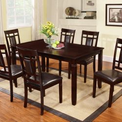 New! 7PC Espresso Wood Dining Set *FREE SAME-DAY DELIVERY*