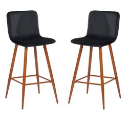 Homy Casa SCARGILL 2PC 29” VELVET BLACK Bar Stool for Home and Workspace Open Box