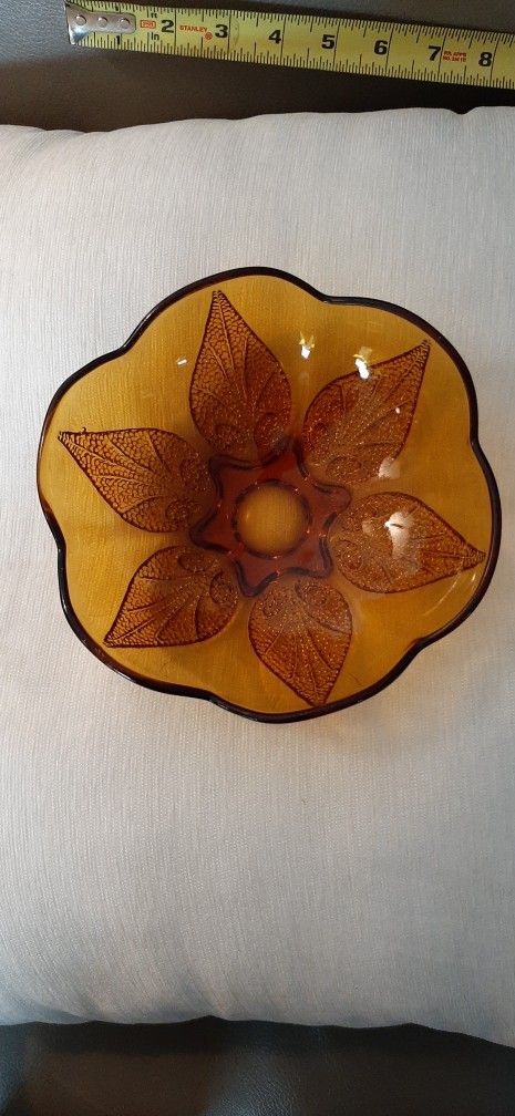 Vintage Amber footed bowl by Anchor Hocking