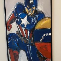 Frame captain America for Rafael Banegas we bought these at 1200 art capitan america