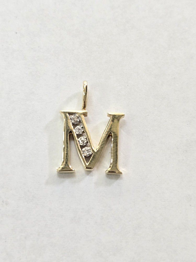 14kt Gold And Diamond "M" Charm