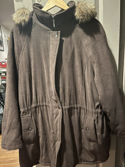 CROFT & BARROW Women's Faux-Fur Hooded Coat Brown Size 2X