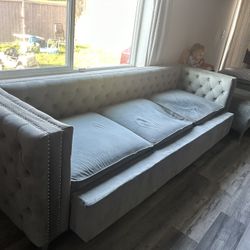 gray velvet couch