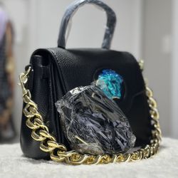 Black And Gold Leather Bag