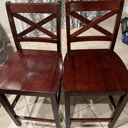 2 Wood Counter Stools