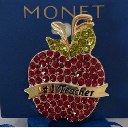 #1 Teacher Apple Brooch