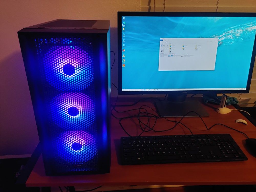 Gaming Computer Ryzen 5 @3.2 Ghz 16gb Ram 256gb SSD+1TB HDD, Nvidia GeForce GTX 1050Ti 4GB Graphics, 5 ARGB Fans on the Case . Comes with Monitor Keyb