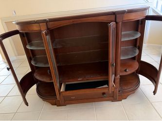 Wooden China cabinet with lights built in