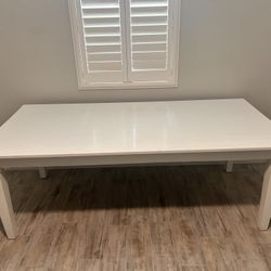 White Wood Dinning Table Large Office Desk
