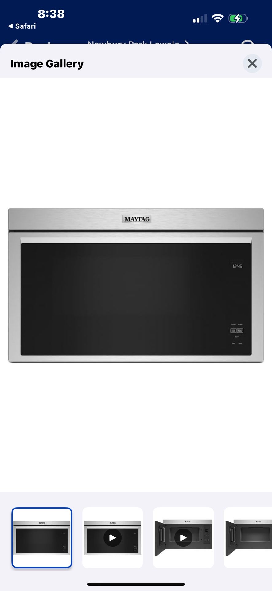 NEW MAYTAG 30” OVER THE RANGE MICROWAVE IN BOX AND FACTORY WARRANTY 8/24/24