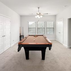 Wooden Pool Table with Billiards and Stand