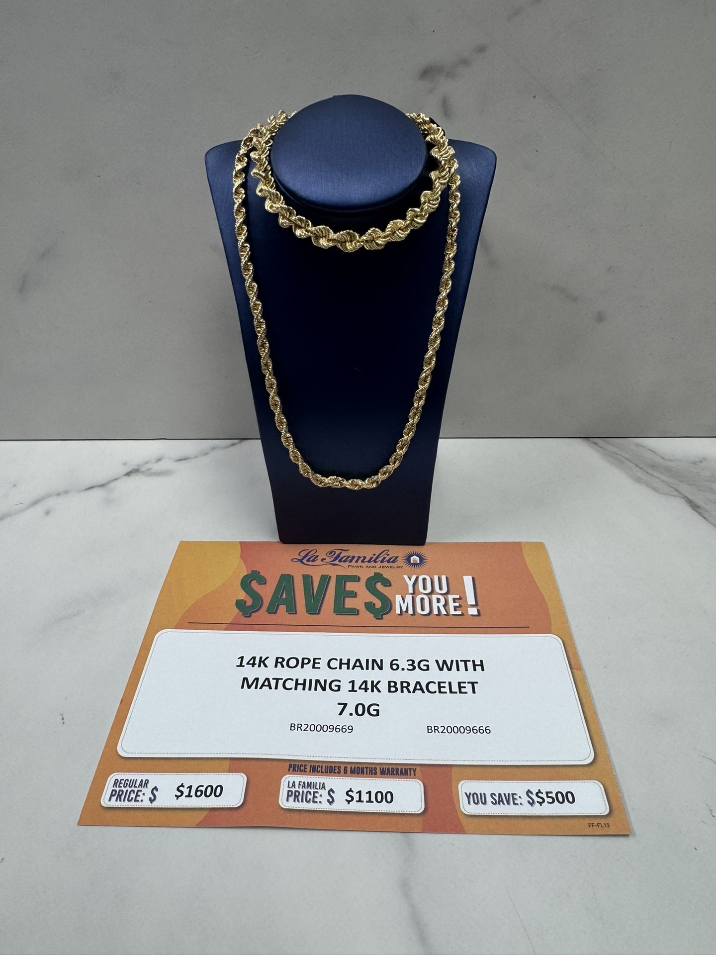 Rope Chain and Bracelet 14k