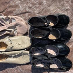 Girls Tap, Ballet, & Jazz Shoes Size 8/9 and Leotards 4/5 & 6/7