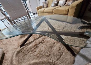 Glass Top Coffee Table with Metal Base