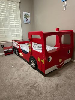Kids Fire Truck Twin Bed Frame
