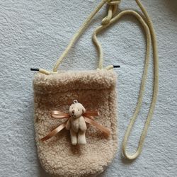 NEW Teddy Bear Sherpa Plush Animal Crossbody Bag Shoulder Purse Handbag