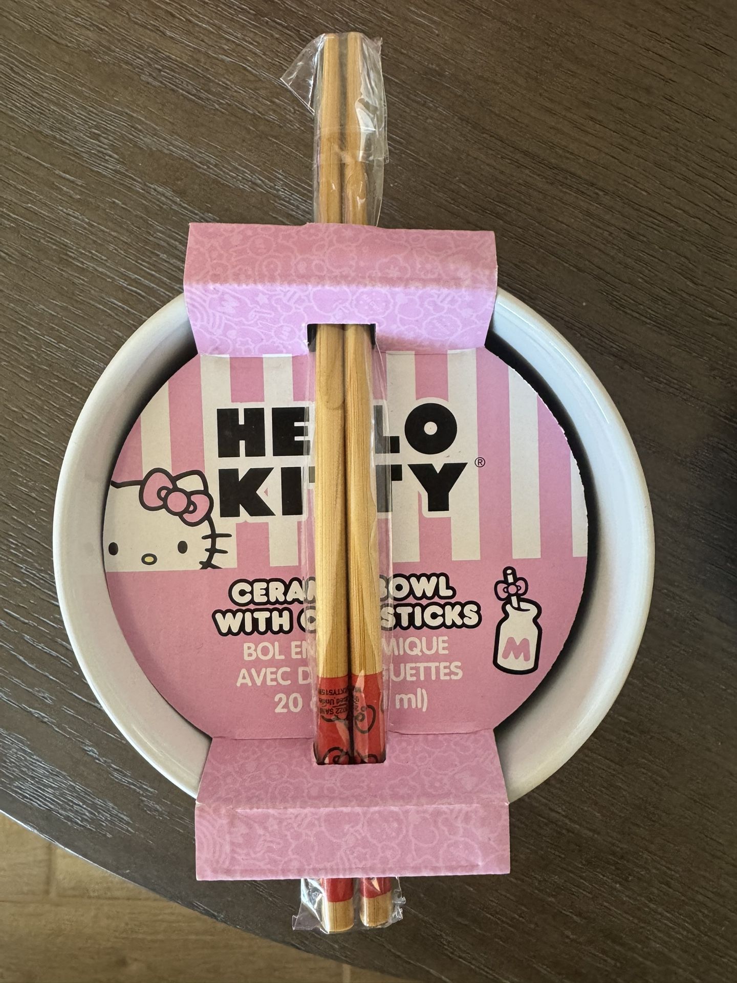 Hello Kitty Ceramic Bowl With Chopsticks