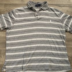 Polo Ralph Lauren Pima Soft Touch Polo Shirt Men's XXL Gray/White Striped Casual