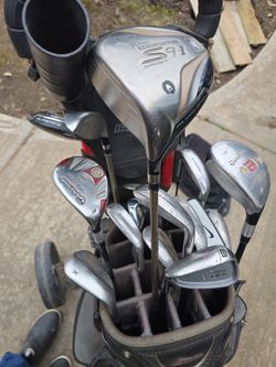 Left Hand Glof Clubs W/cart And Extras