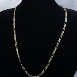 $1225 Yellow Gold Beveled Marine Figaro Chain Necklace