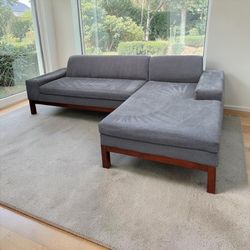 Grey Fabric L-Shaped Sectional Sofa