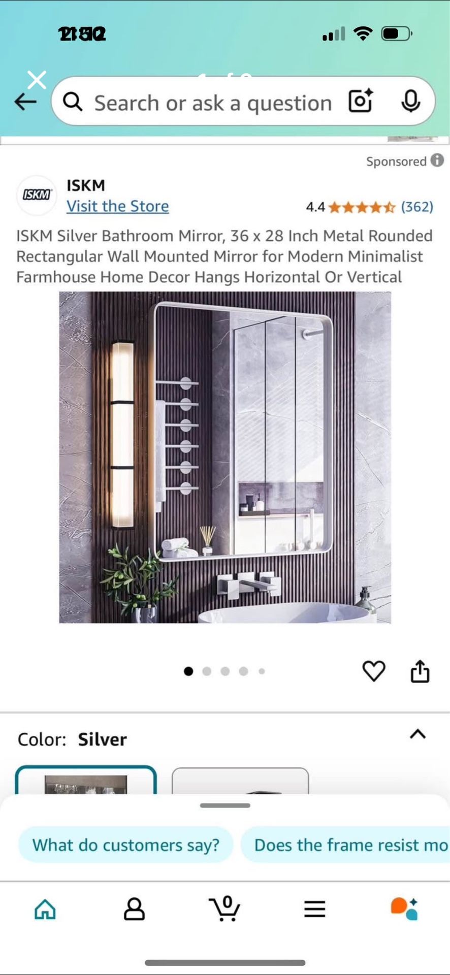 ISKM Brushed Nickel Bathroom Mirror